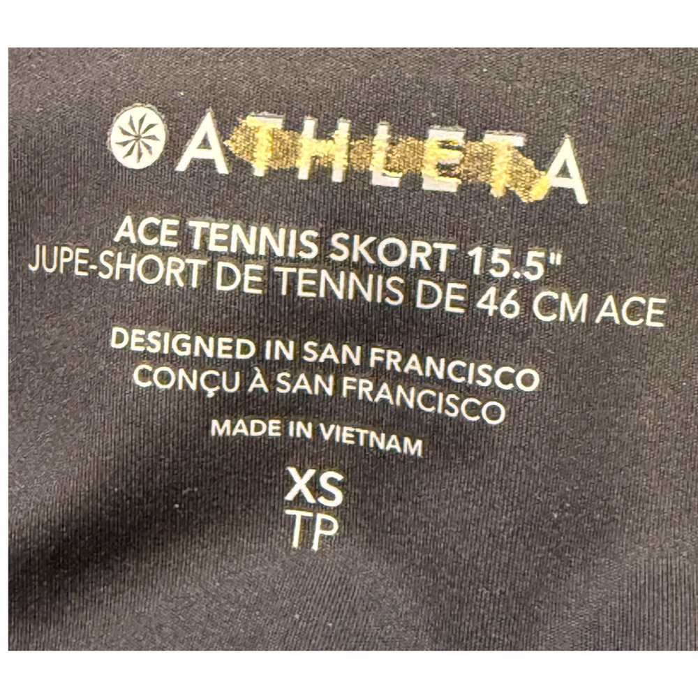 NEW ATHLETA BLACK ACE HIGH RISE 15 1/2 TENNIS SKORT SKIRT 15.5" 657683 SZ XS - Picture 5 of 7